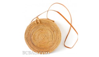 Large size circle handbag ata grass rattan hand woven handmade bali